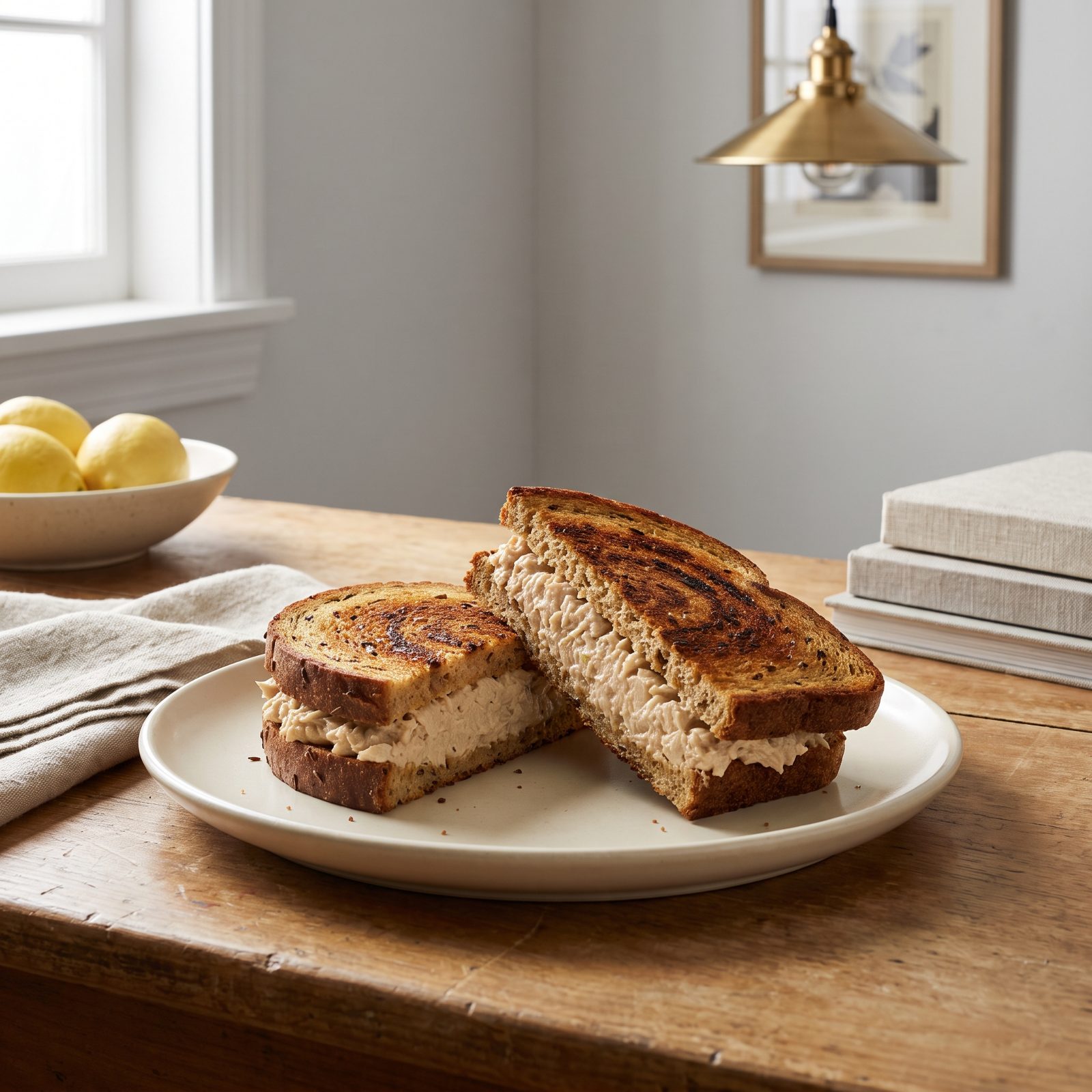 Tuna and Mayonnaise on Toasted Rye