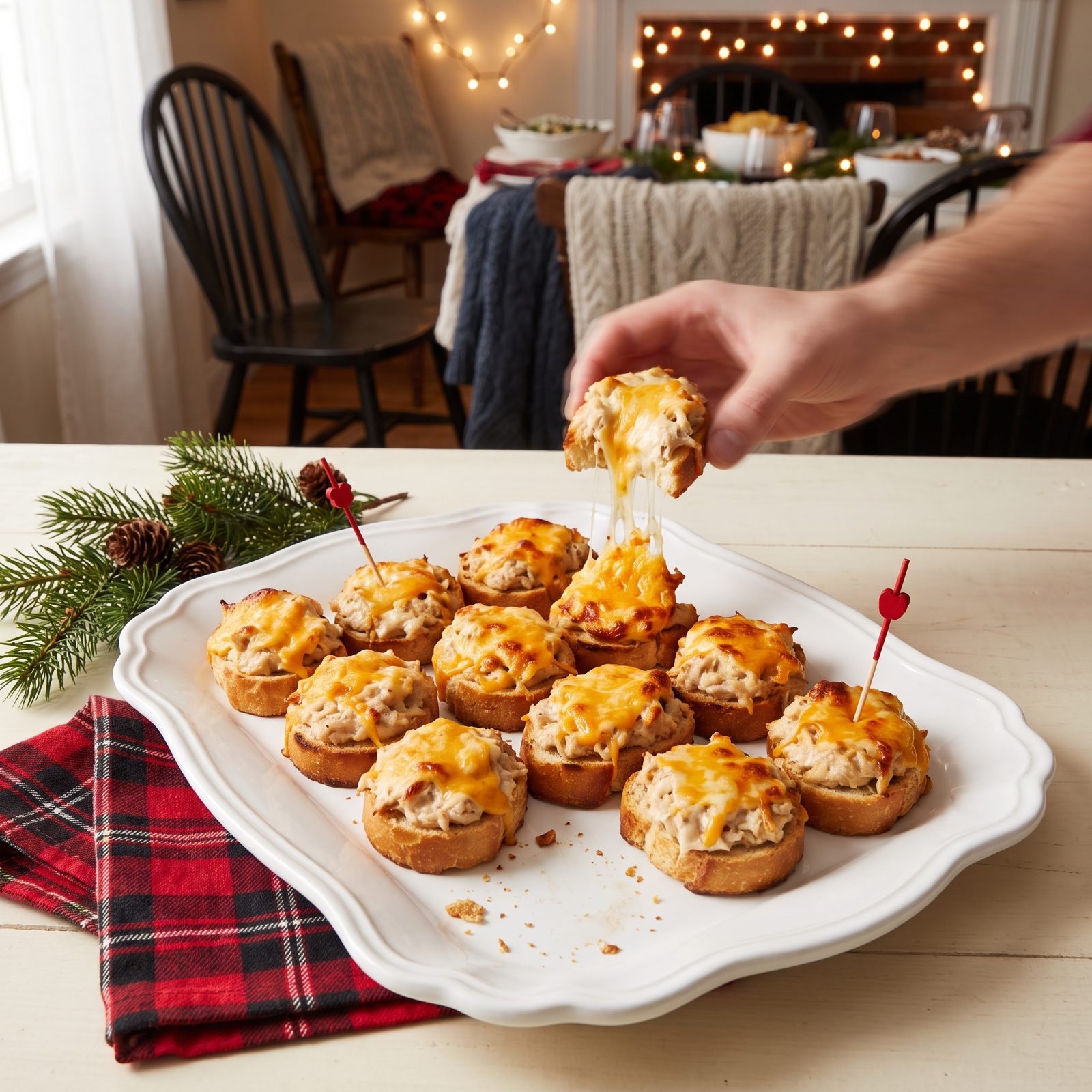 Tuna Melt Bites on Toasted Rounds