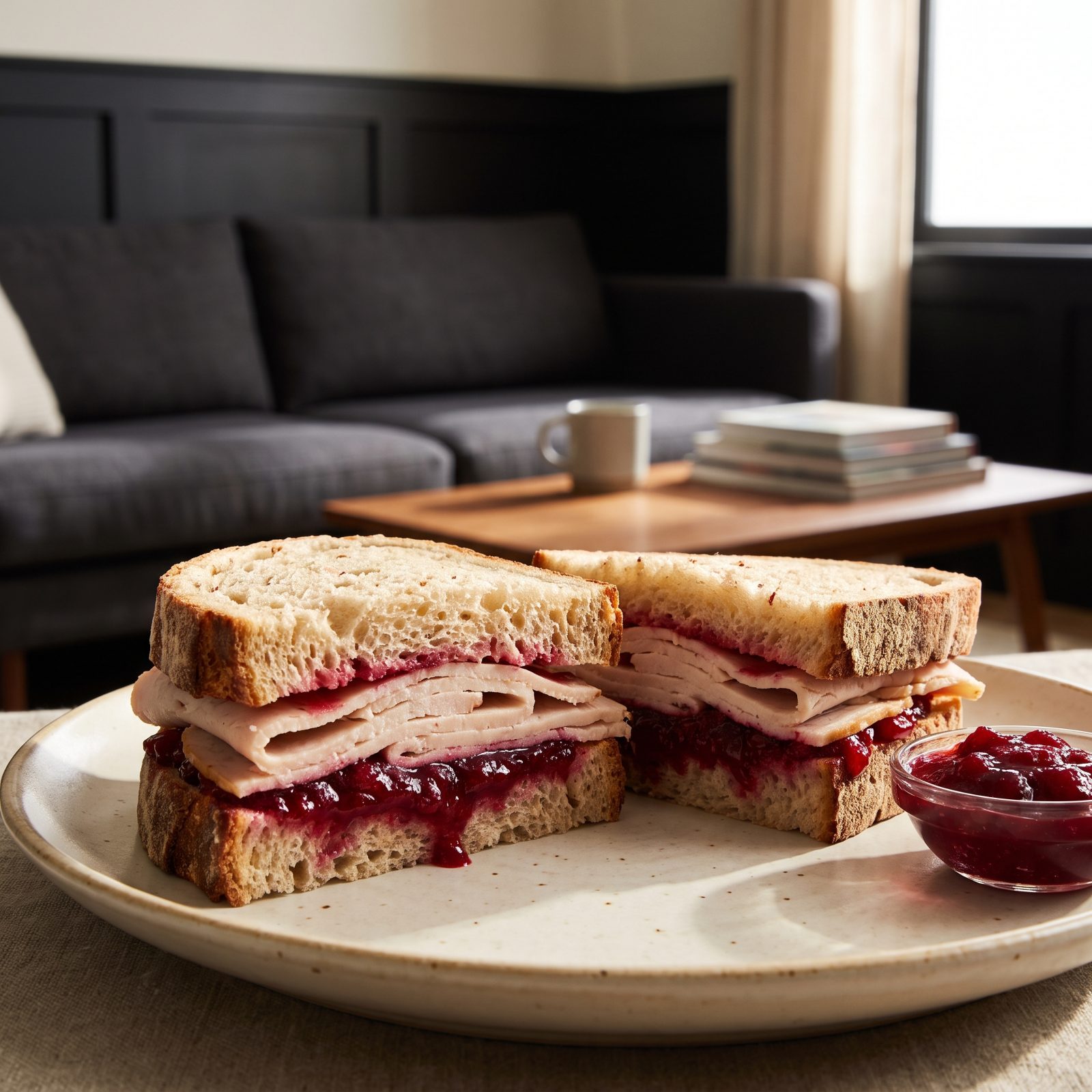 Turkey and Cranberry Sauce on Country Bread