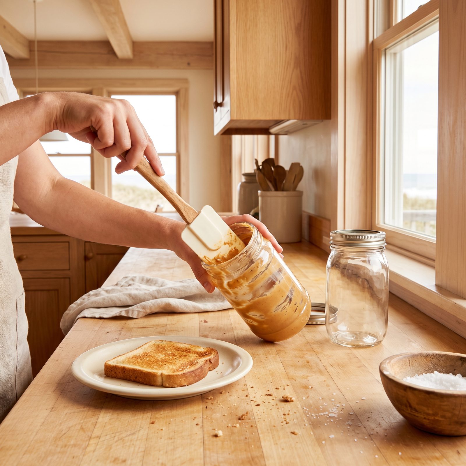 Using a Rubber Spatula to Scrape Every Jar Clean