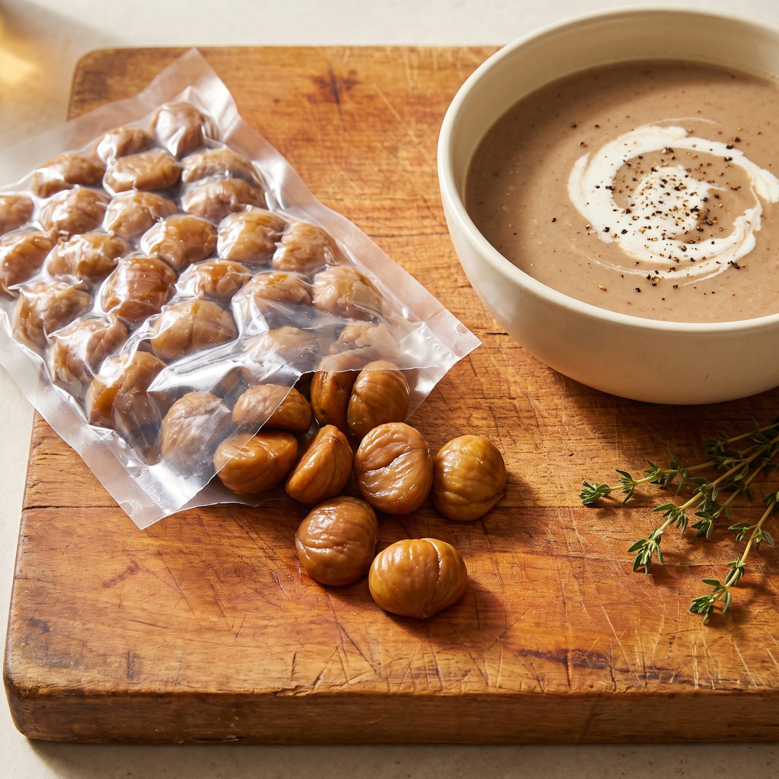 Vacuum-Packed Roasted Chestnuts for Speedy Soups