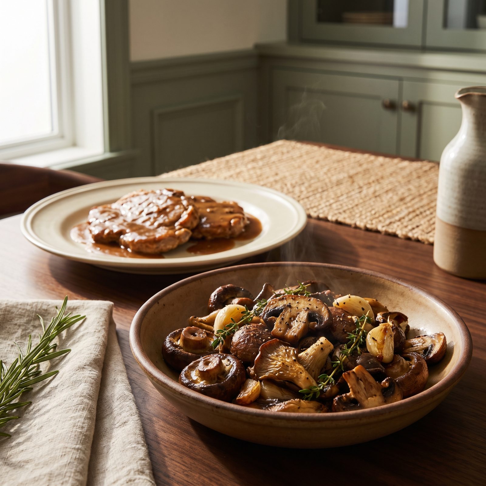 Veal Marsala Upstaged by Roasted Garlic Mushrooms
