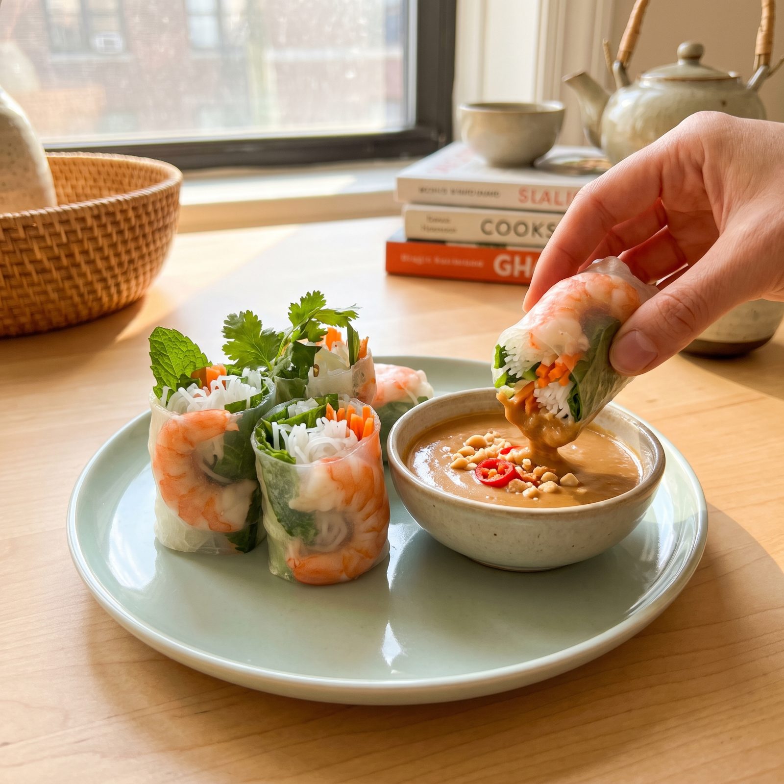 Vietnamese Summer Rolls With Peanut Dip