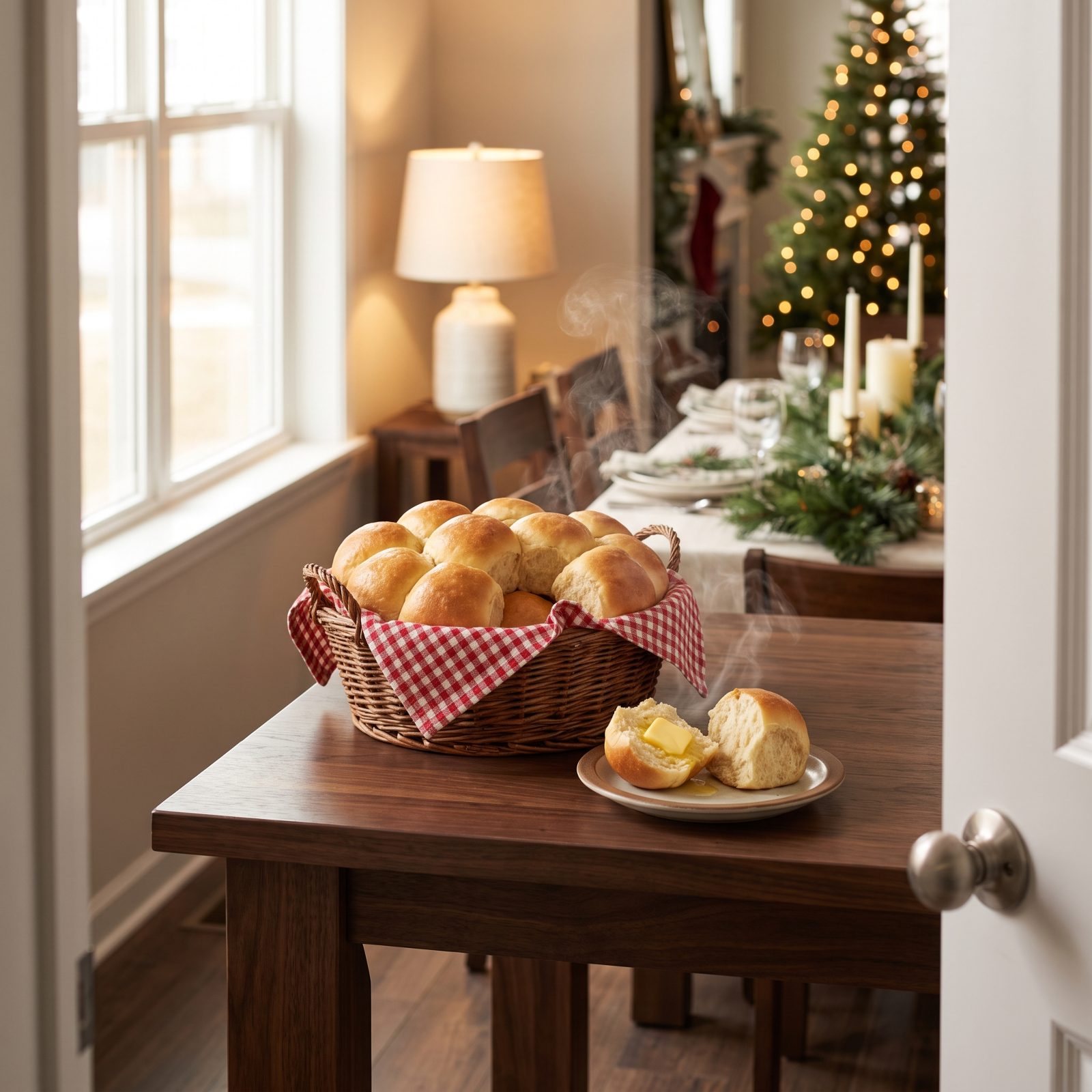Warm Dinner Rolls With Salted Butter
