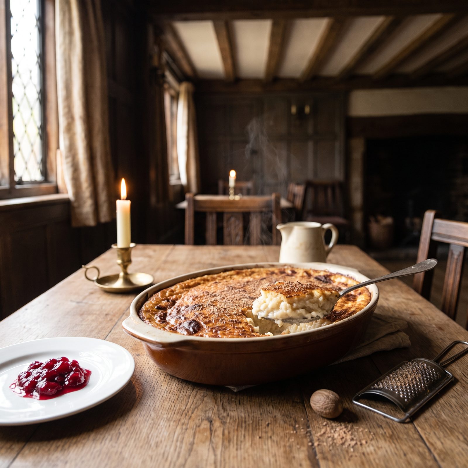 A Warm Rice Pudding With Nutmeg