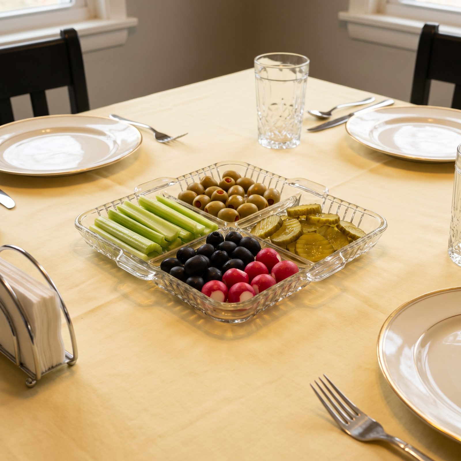 Wednesday's Celery-and-Olive Relish Tray at the Center of the Table