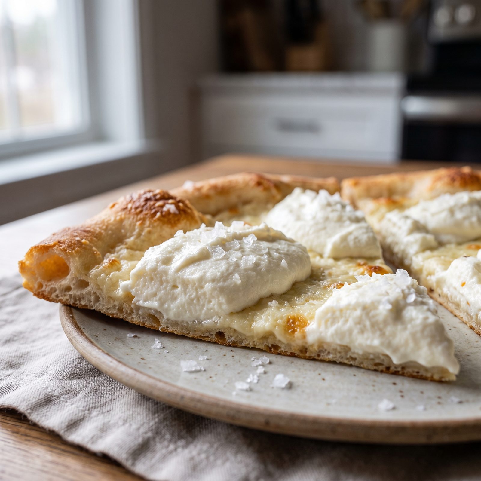 White Pizza With Whipped Ricotta and Sea Salt