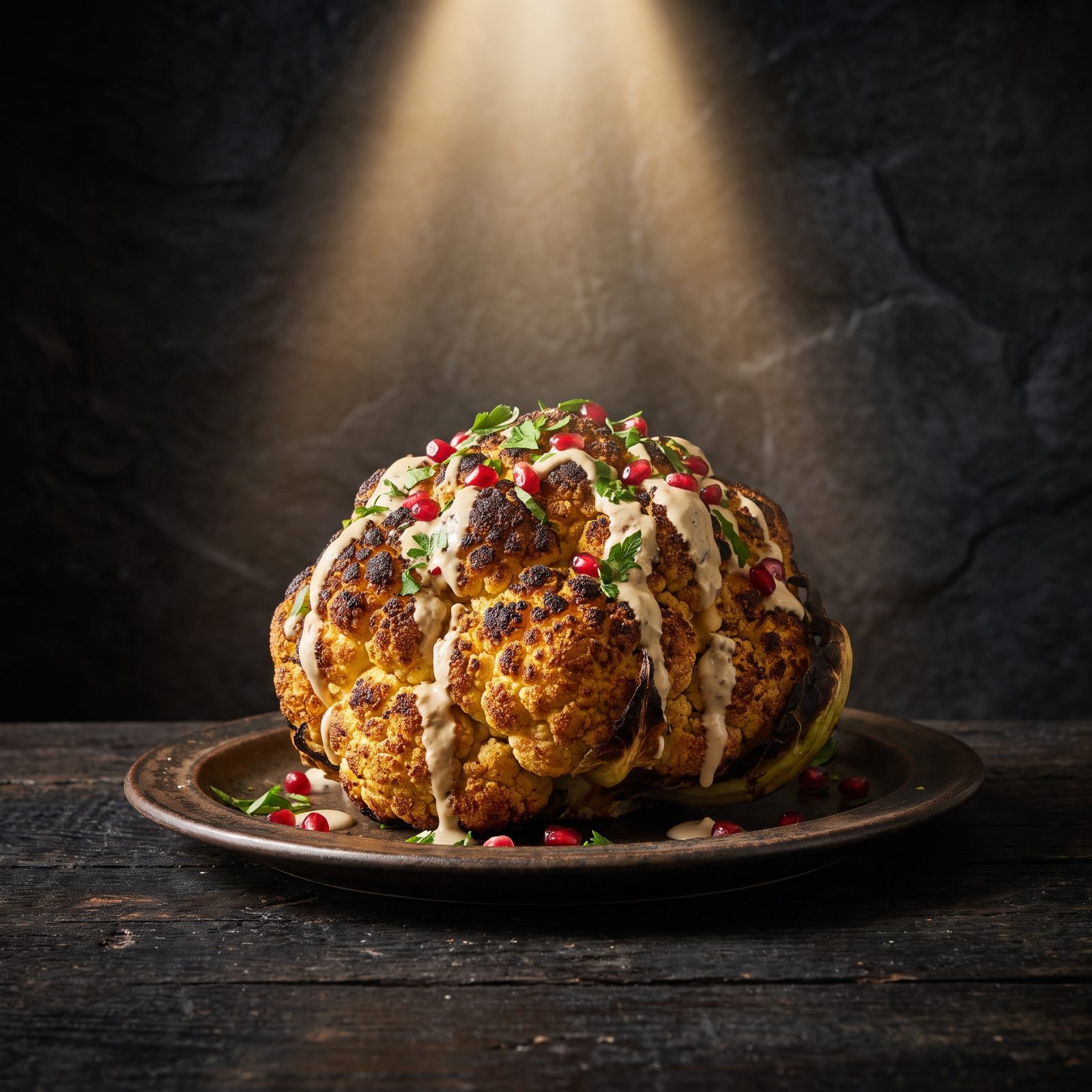 Whole Roasted Cauliflower With Tahini Sauce