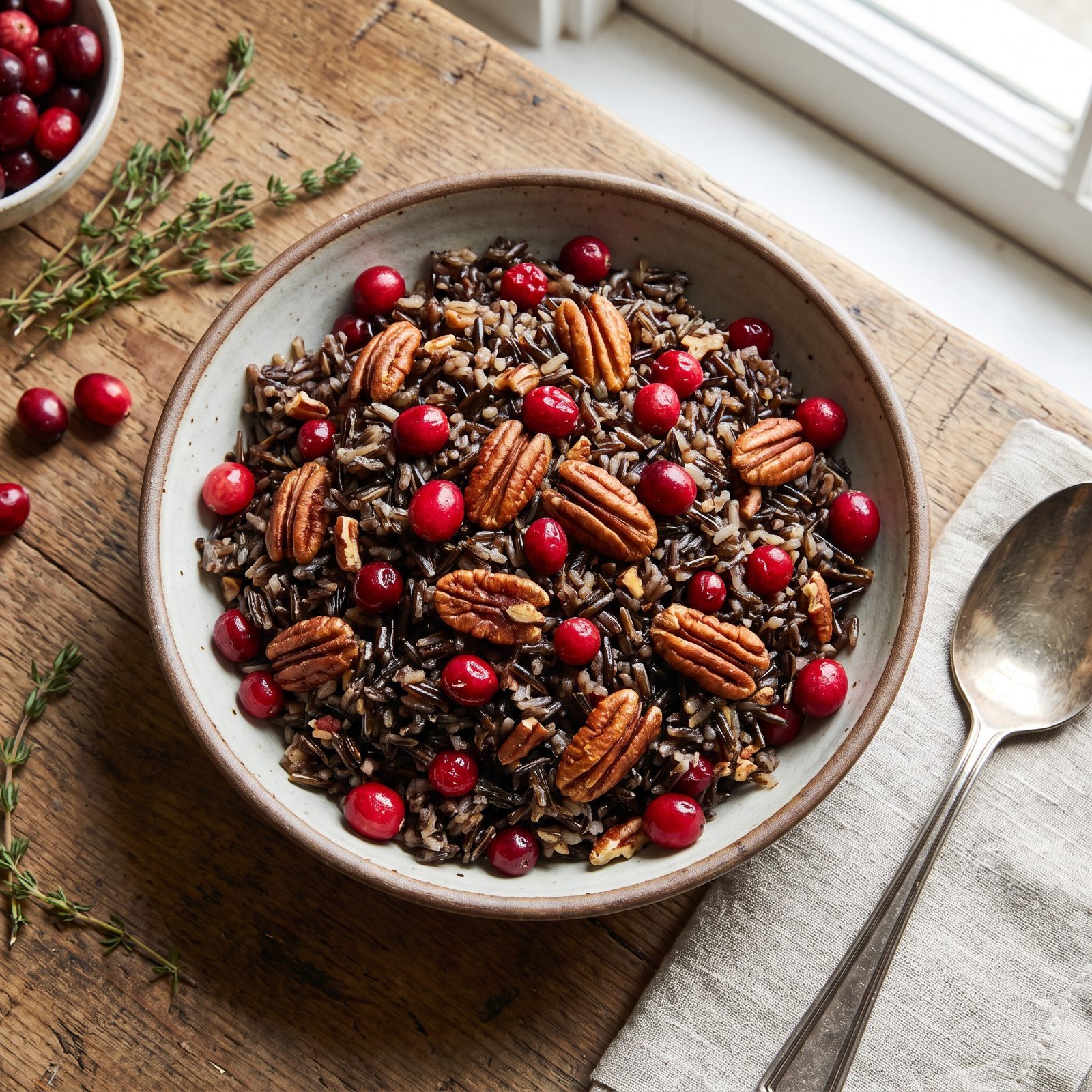 Wild Rice Stuffing With Cranberries and Pecans