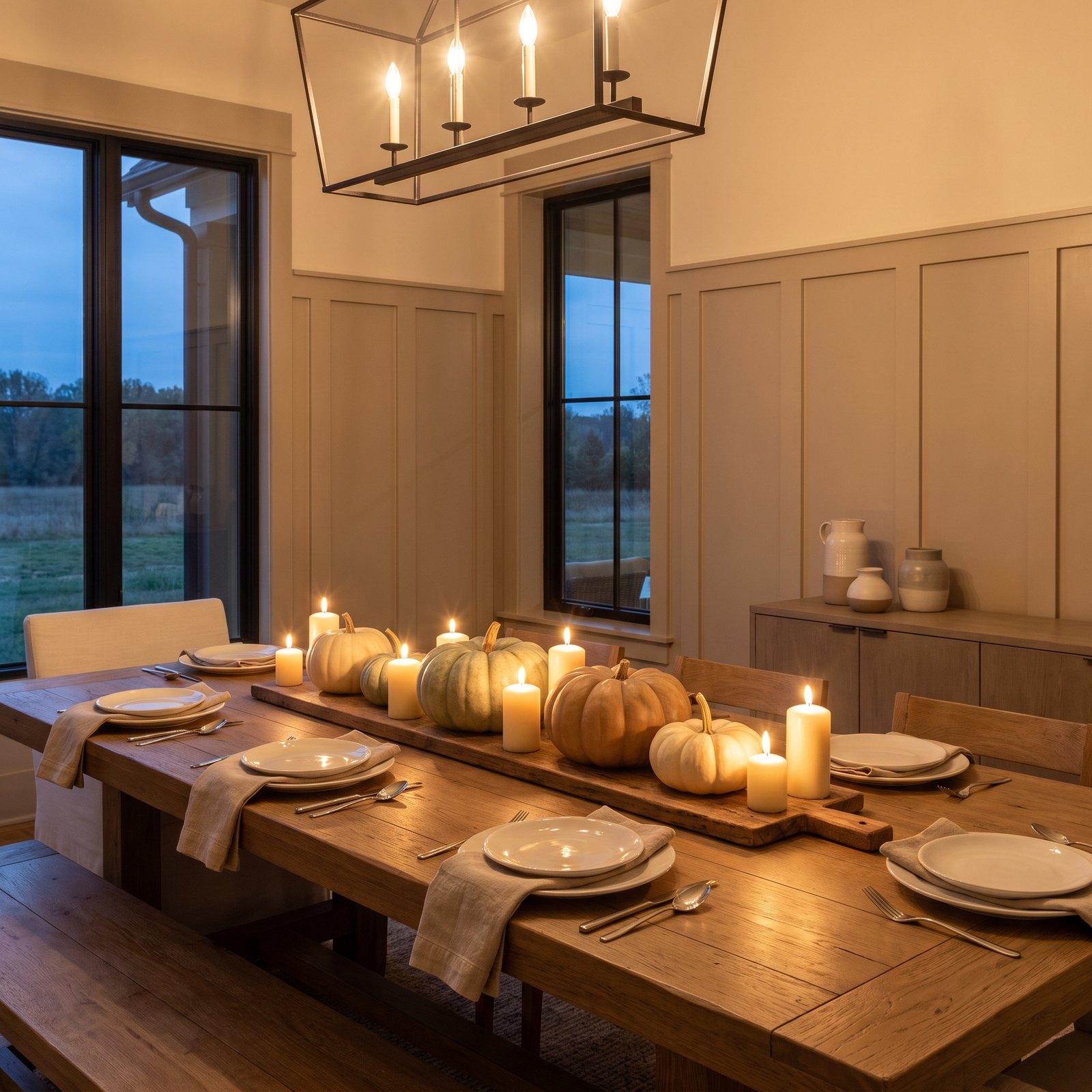 Wood Boards, Linen Napkins and Pumpkins: The Easy Farmhouse Table